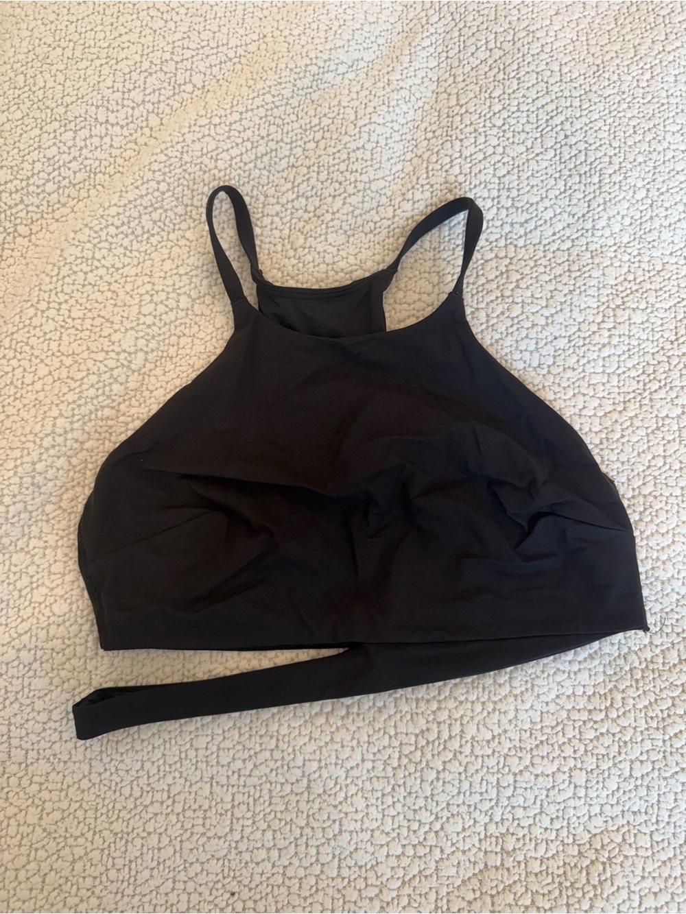 lululemon athletica black high-neck tank top w/ side cutout